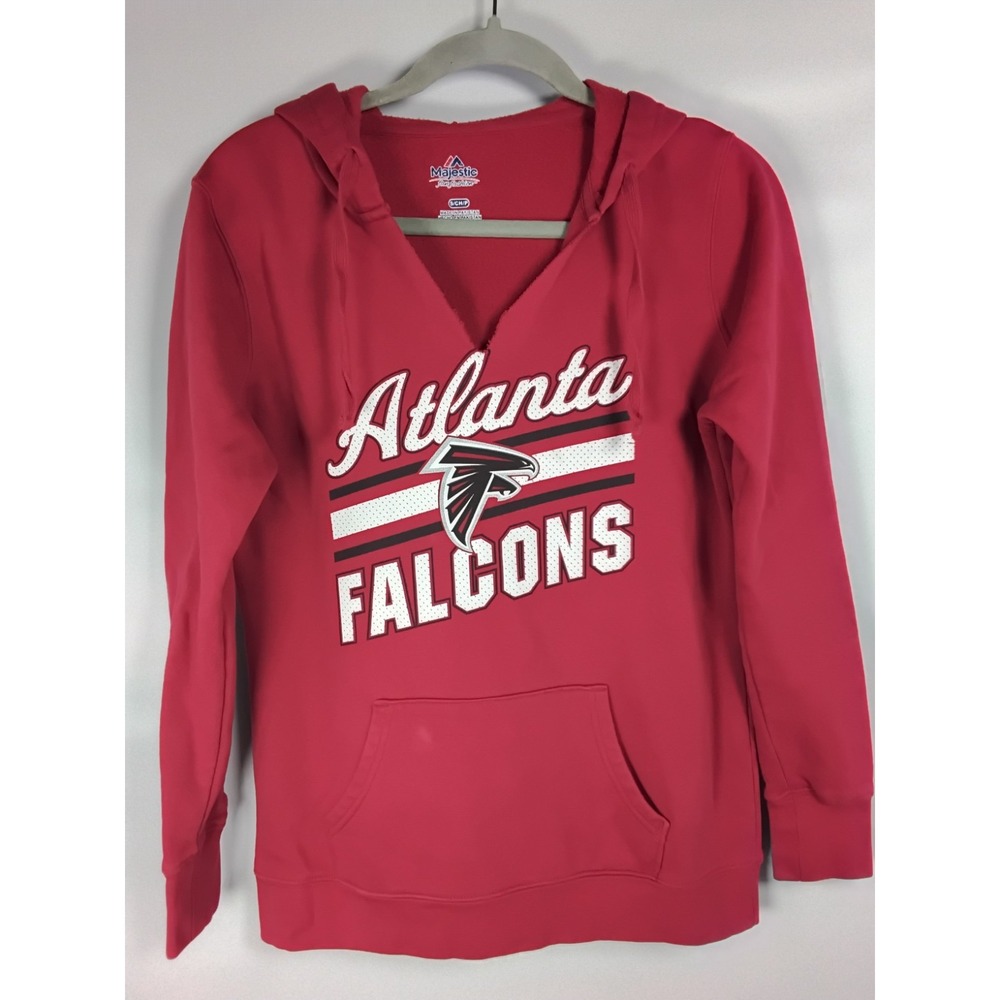Majestic Atlanta Falcons Pullover Hoodie Size Small‎ Red V Neck